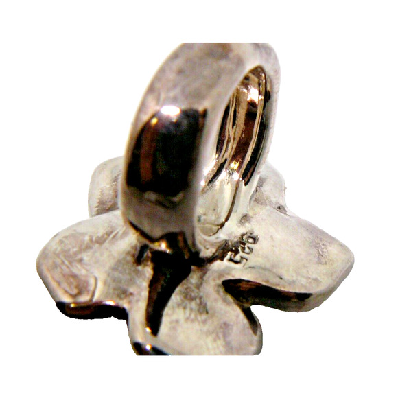 Large Chunky Open Rose Flower 925 Sterling Silver Statement Ring sz 7.5 VTG Gift - Picture 6 of 6